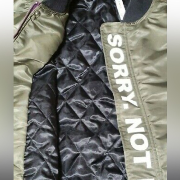 Mens Zara green bomber jacket “not in the mood” - Picture 7 of 8